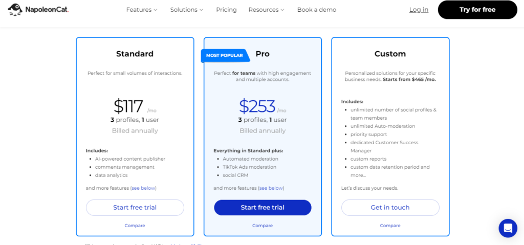 NapoleonCat Pricing