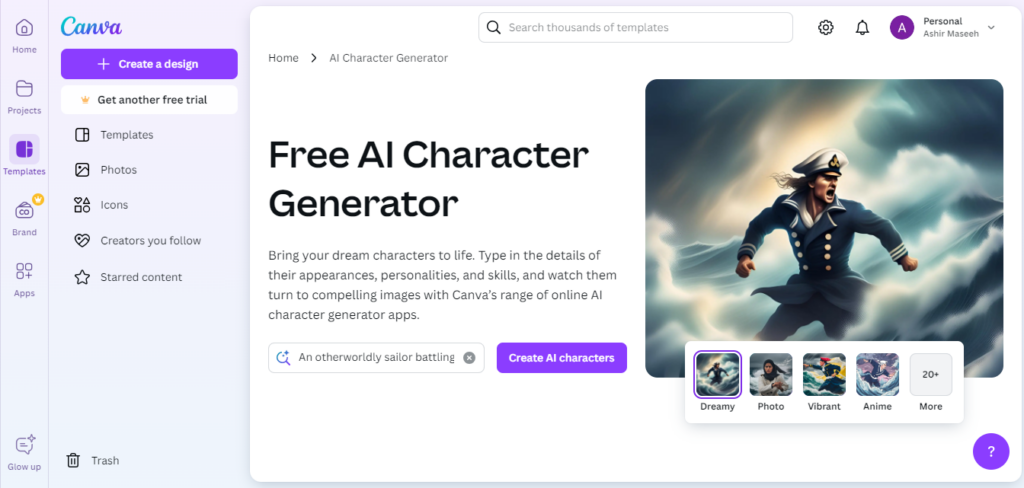 Canva AI Character Generator